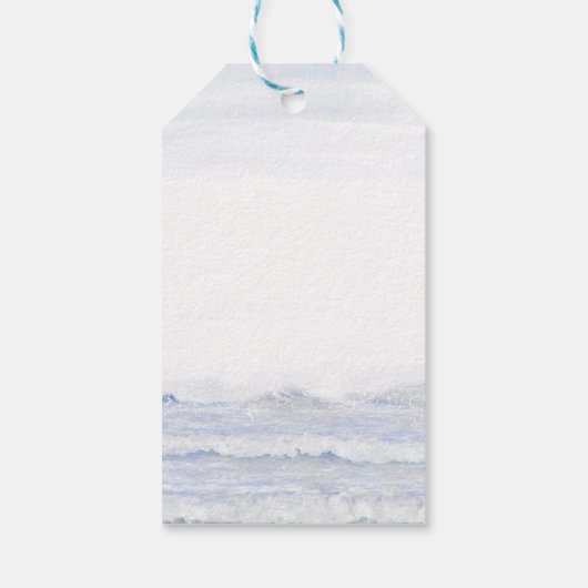 Blauw Wit Waterverf Nautisch Strand Bruiloft Cadeaulabel (Achterkant)