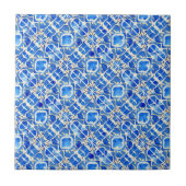 Blauw wit waterverf patroon Middellandse-stijl Tegeltje (Voorkant)