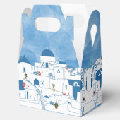 Blauw & Wit Waterverf Santorini Griekenland Bedankdoosjes (Geopend)