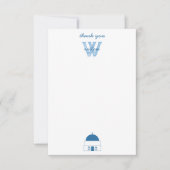 Blauw & Wit Waterverf Santorini Griekenland Bedankkaart (Voorkant)