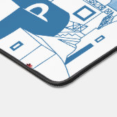 Blauw & Wit Waterverf Santorini Griekenland Bureaumat (Hoek)