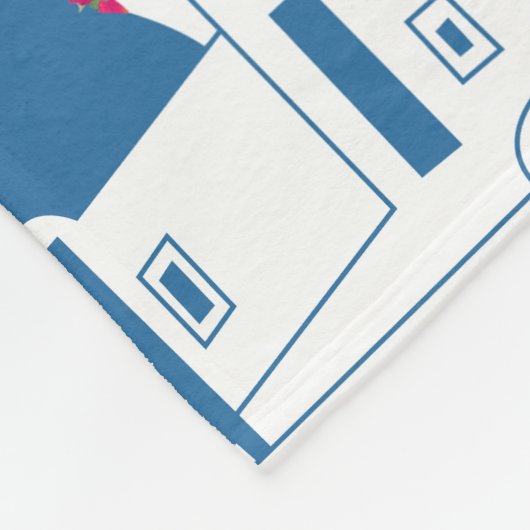 Blauw & Wit Waterverf Santorini Griekenland Fleece Deken (Hoek)