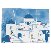 Blauw & Wit Waterverf Santorini Griekenland Groot Cadeauzakje (Achterkant)