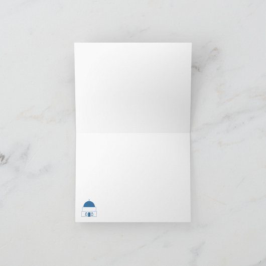 Blauw & Wit Waterverf Santorini Griekenland Kaart (Binnen)