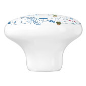 Blauw & Wit Waterverf Santorini Griekenland Keramische Knop (Zijkant)