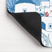 Blauw & Wit Waterverf Santorini Griekenland Muismat (Hoek)