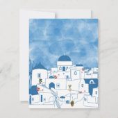Blauw & Wit Waterverf Santorini Griekenland Notitiekaartje (Achterkant)