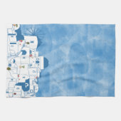 Blauw & Wit Waterverf Santorini Griekenland Theedoek (Horizontaal)