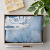 Blauw & Wit Waterverf Santorini Griekenland Tissuepapier (Geschenk)