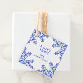 Blauw-Wit Waterverf Tegel Bedankjes Labels (In situ)