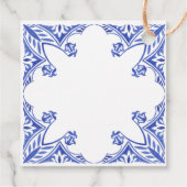 Blauw-Wit Waterverf Tegel Bedankjes Labels (Achterkant)