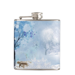 BLAUW & WIT WATERVERF WINTERSCÈNES HEUPFLES