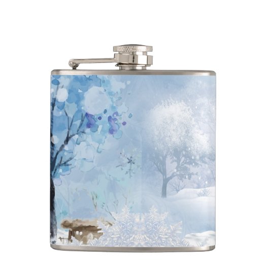 BLAUW & WIT WATERVERF WINTERSCÈNES HEUPFLES (Voorkant)