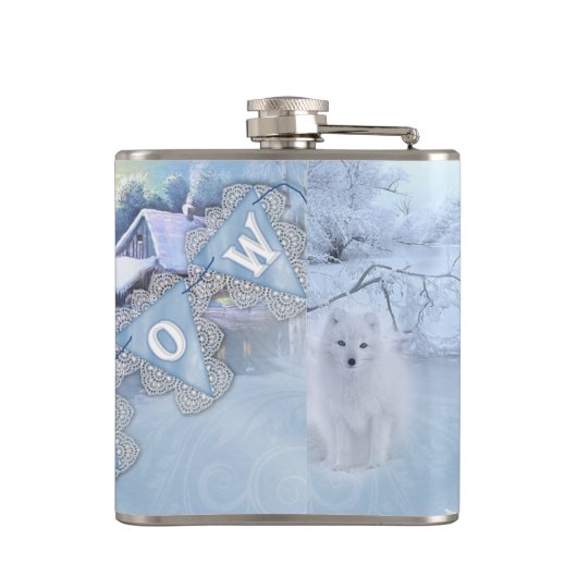 BLAUW & WIT WATERVERF WINTERSCÈNES HEUPFLES (Achterkant)