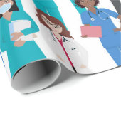 Blauw wit werkdocument voor medisch personeel cadeaupapier (Rol Hoek)