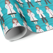 Blauw wit werkdocument voor medisch personeel cadeaupapier (Rol Hoek)