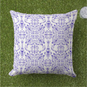 Blauw-wit werpkussen buitenkussen (Gras)