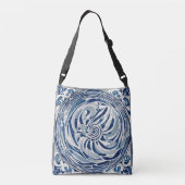 Blauw wit wervelpatroon 02 crossbody tas (Achterkant)