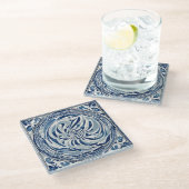 Blauw wit wervelpatroon 02 glazen onderzetter (Schuin)