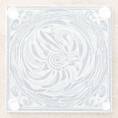 Blauw wit wervelpatroon 02 glazen onderzetter (Achterkant)