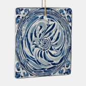 Blauw wit wervelpatroon 02 keramisch ornament (Rechts)