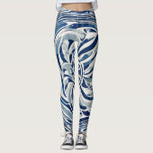 Blauw wit wervelpatroon 02 leggings (Voorkant)