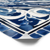 Blauw wit wervelpatroon 02 perfect poster (Hoek)