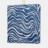 Blauw wit wervelpatroon 06 keramisch ornament (Links)
