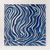 Blauw wit wervelpatroon 06 legpuzzel (Horizontaal)