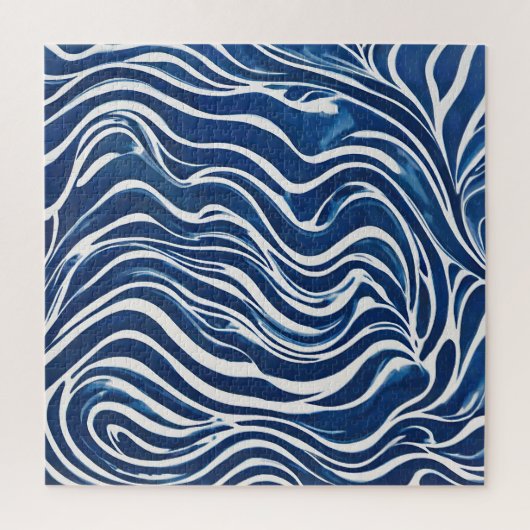 Blauw wit wervelpatroon 06 legpuzzel (Verticaal)