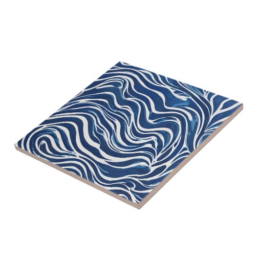 Blauw wit wervelpatroon 06 tegeltje (Zijkant)