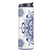 Blauw & Wit wezen mandala thermische tumbler Thermosbeker (Gedraaid links)