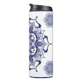 Blauw & Wit wezen mandala thermische tumbler Thermosbeker (Geroteerd rechts)