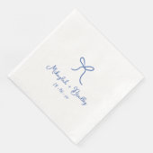 Blauw & Wit Whimsical Bow Gepersonaliseerde bruilo Servet (Hoek)