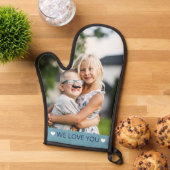 Blauw & Wit Wij houden van u Foto Ovenwant (Top down)