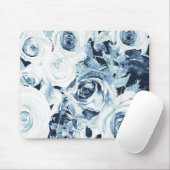 Blauw & Wit Winter Bloemrozen Vintage Muismat (Met muis)