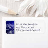 Blauw Wit Winter Pine Custom Return Adres Etiket (Insitu)