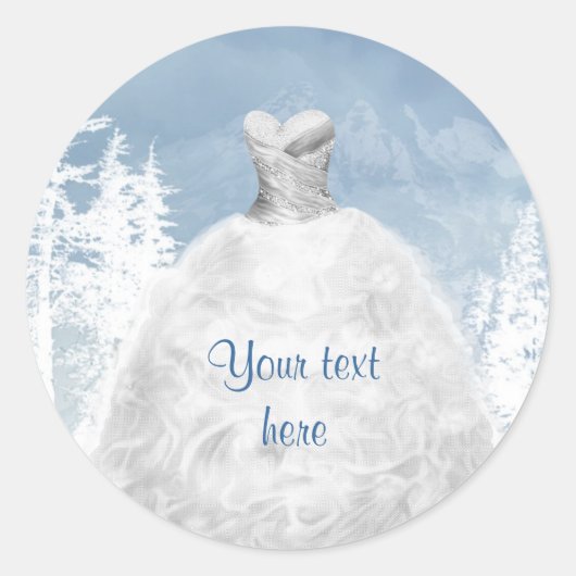 Blauw Wit Winter Quinceanera Stickers (Voorkant)