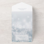 Blauw & Wit Winter Sneeuw Moderne Details All In One Uitnodiging (Buitenkant)