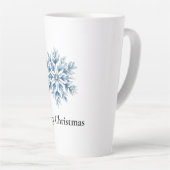 Blauw Wit Winter Sneeuwvlok Kerstmis Latte Mok (Rechterhoek)