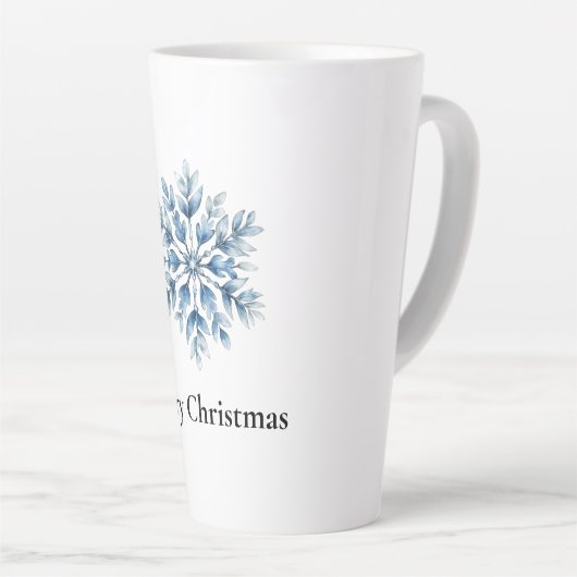 Blauw Wit Winter Sneeuwvlok Kerstmis Latte Mok (Rechterhoek)