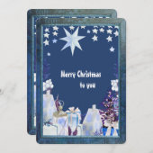 Blauw Wit Winter Vakantie Wenskaart (Voorkant / Achterkant)