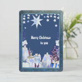 Blauw Wit Winter Vakantie Wenskaart (Staand voorkant)