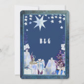 Blauw Wit Winter Vakantie Wenskaart (Achterkant)