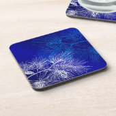 Blauw wit winterpatroon bier onderzetter (Linkerzijde)