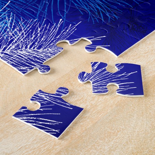 Blauw wit winterpatroon legpuzzel (Zijkant)