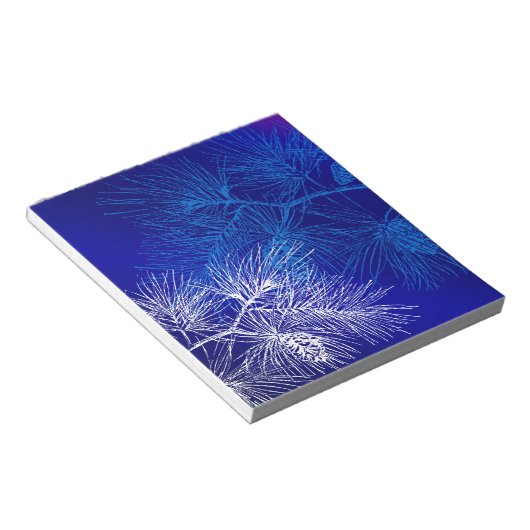 Blauw wit winterpatroon notitieblok (Schuin)