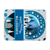 Blauw-wit winterwonderland herbergt Wereldbol Magneet (Horizontaal)