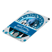 Blauw-wit winterwonderland herbergt Wereldbol Magneet (Linkerzijde)