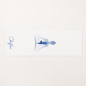 Blauw-Wit Yoga Pose met Aangepaste Naam Yogamat (Voorkant (horizontaal))